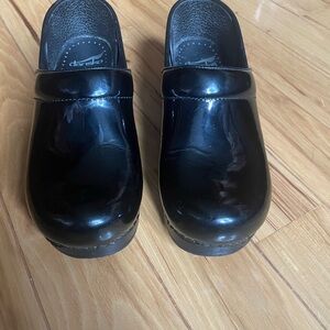Dansko Glossy Black Slip-On Clogs